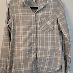 Old Navy Gray and White Plaid Classic Shirt